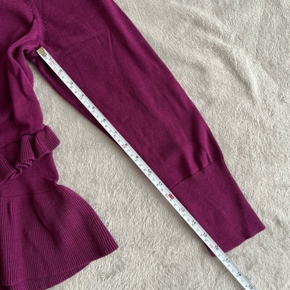 ISAAC Mizrahi Live Purple Ruffle  Sweater Women's size L - Picture 7 of 10